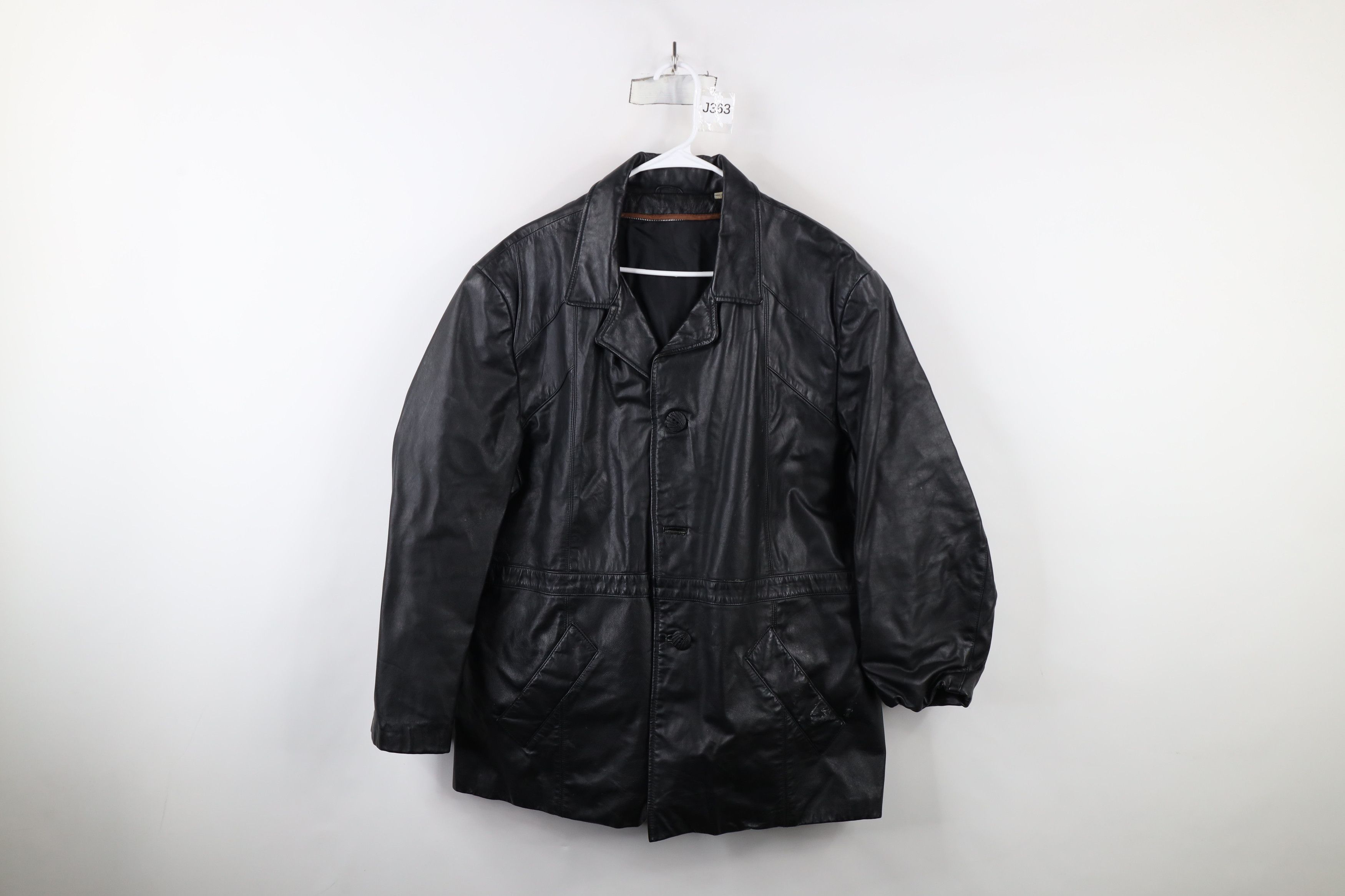 Vintage Vintage 70s Streetwear Leather Button Jacket Black Size US XXL / EU 58 / 5 - 1 Thumbnail