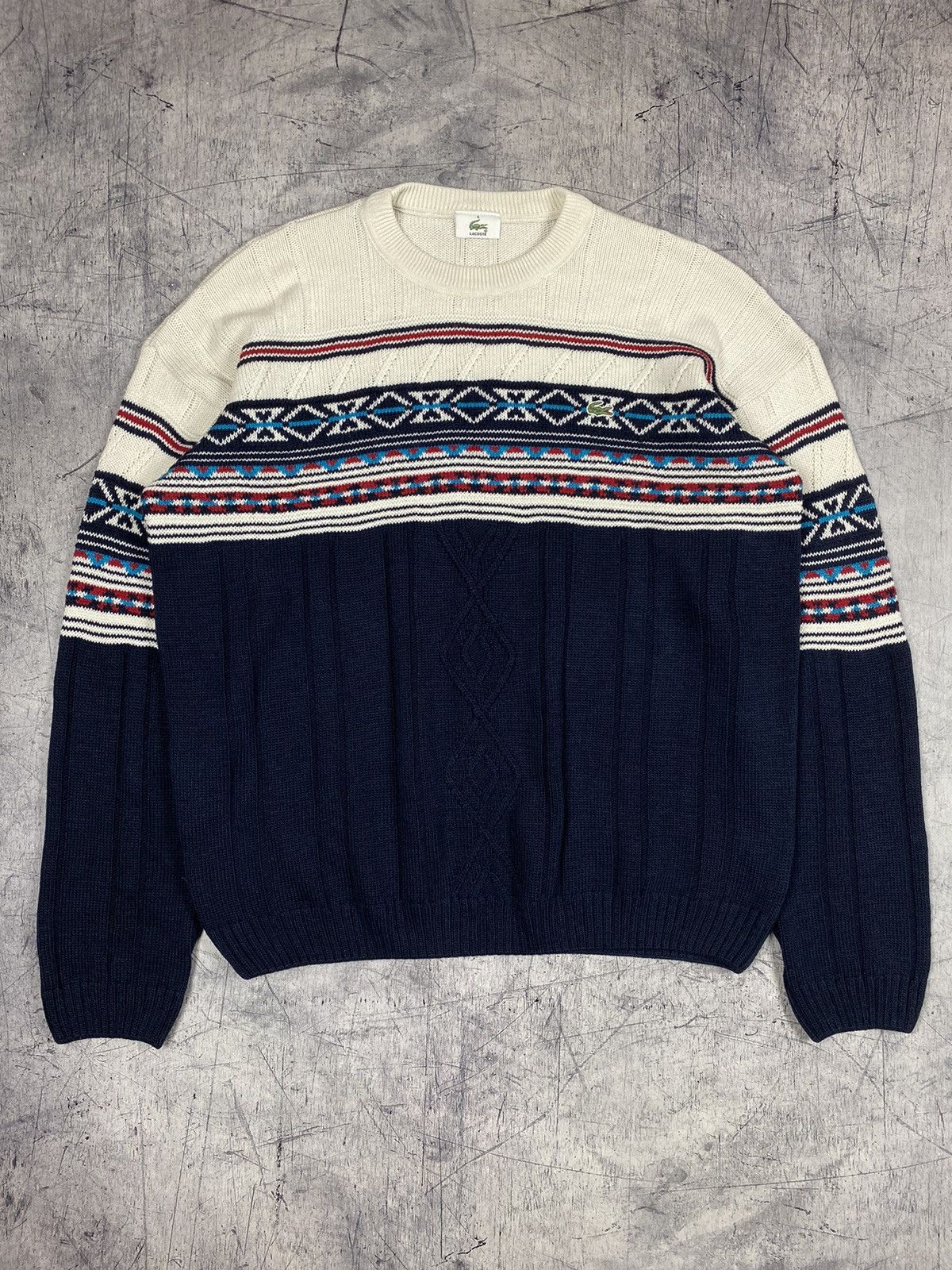Designer × Lacoste × Vintage Vintage 90s Lacoste Designer Knitted Sweater Size US L / EU 52-54 / 3 - 2 Thumbnail