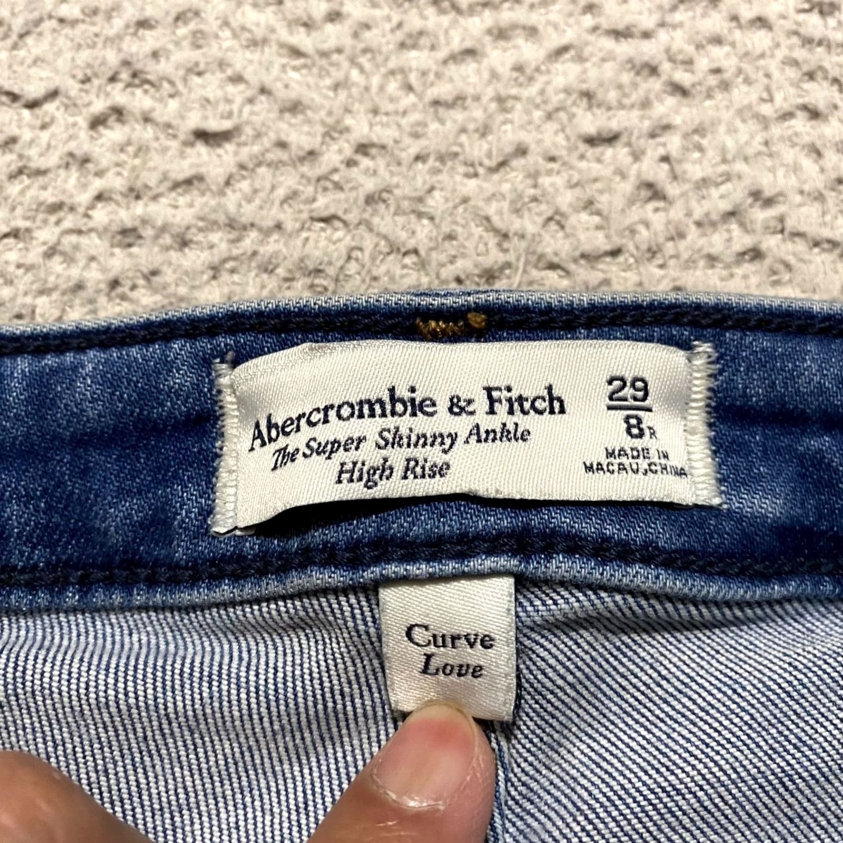Abercrombie & Fitch Abercrombie & Fitch Jeans Womens 29 Blue Denim High Rise Skinny Distressed Cotton Blend Stretch Regular 5-Pocket Mens Womens Size 29" - 3 Thumbnail