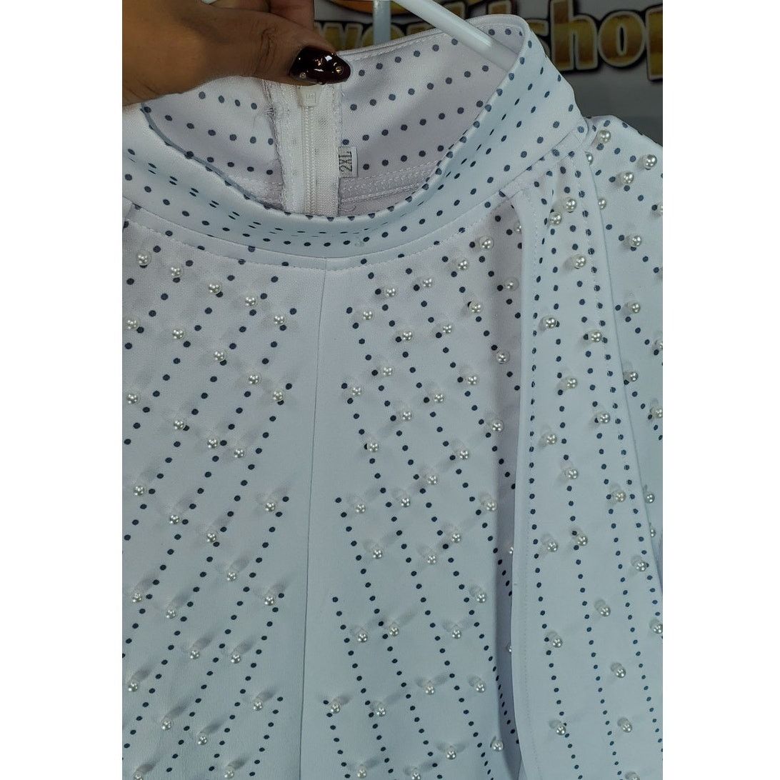 Other White Sleeveless Beaded Pearl Studded Dress Women’s Size 2X Size XL / US 12-14 / IT 48-50 - 3 Thumbnail