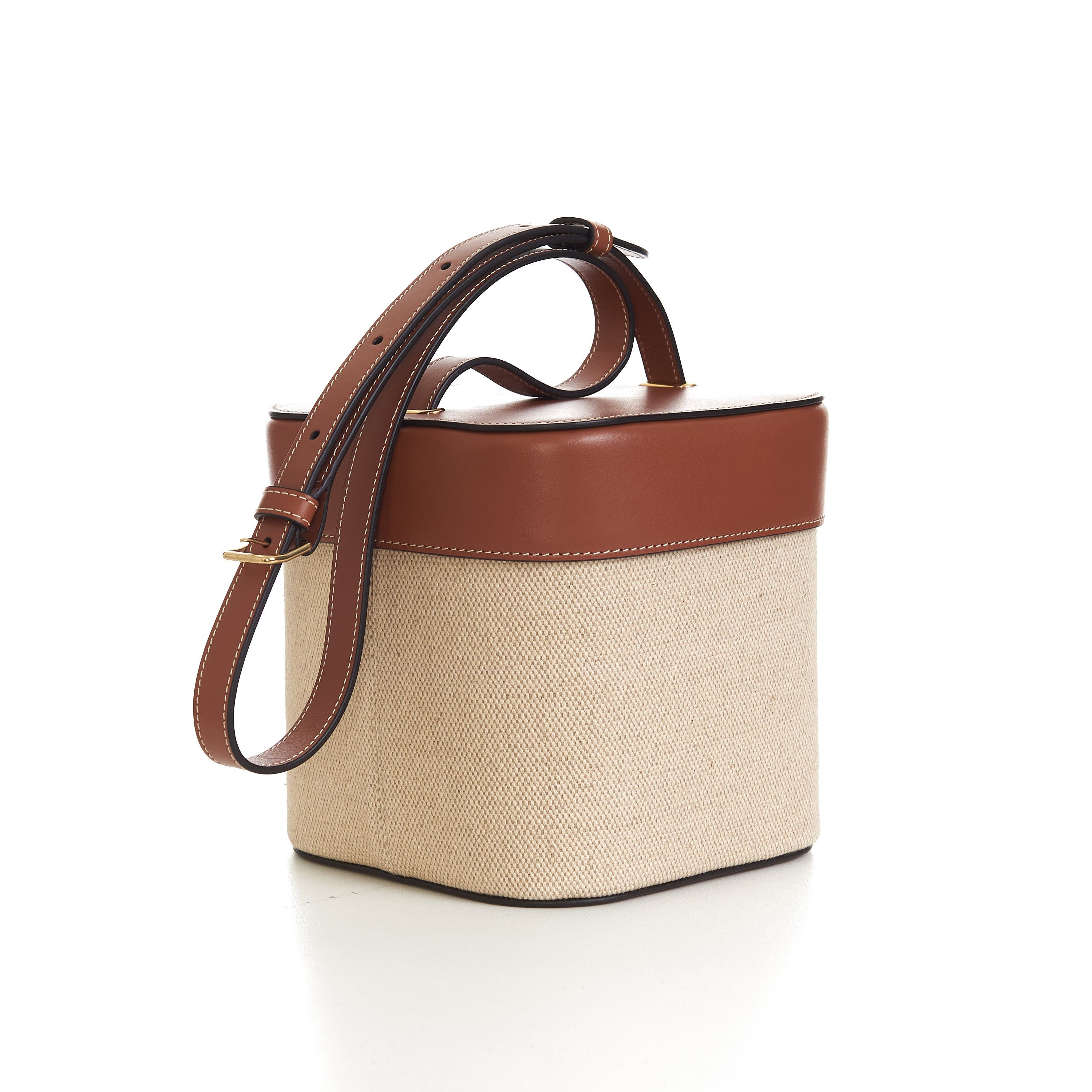 Celine Medium Box Cuir Triomphe In Natural Textile & Tan Calfskin Size ONE SIZE - 12 Thumbnail