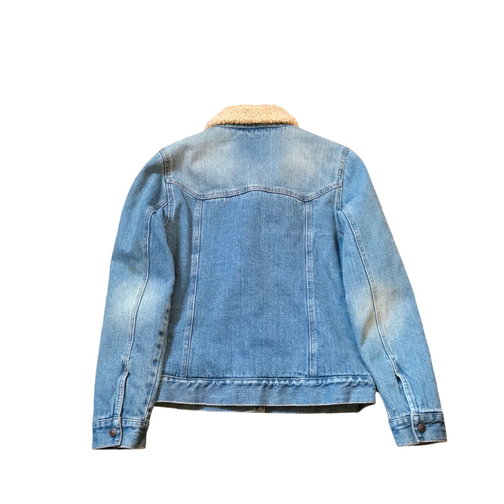 American Eagle Outfitters VINTAGE American Eagle Denim Jacket Womens M Blue Sherpa Lined 90s Trucker Snap Bomber Jacket Size M / US 6-8 / IT 42-44 - 5 Thumbnail