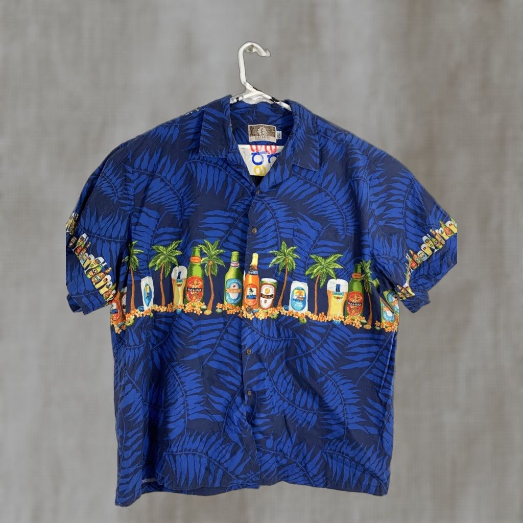 Vintage Kalaheo Mens Button-Up Shirt Blue Beer Cotton Blend 2XL Short Sleeve Hawaiian Shirt Size US XXL / EU 58 / 5 - 1 Thumbnail