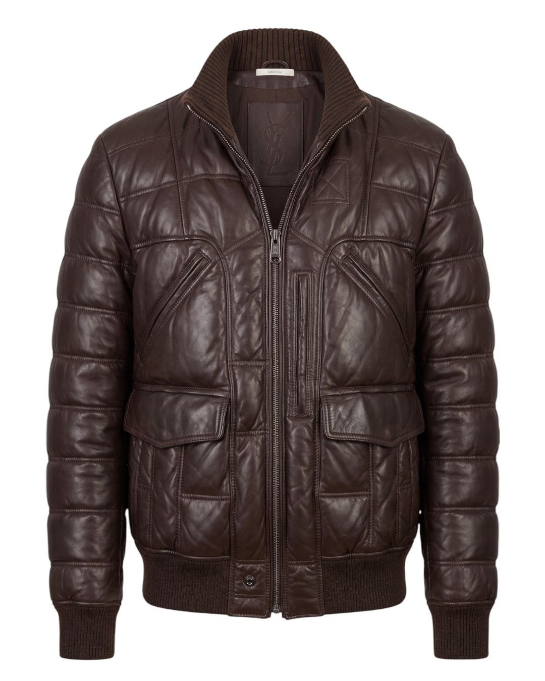 Yves Saint Laurent GOOSE DOWN PADDED LEATHER JACKET Size US L / EU 52-54 / 3 - 1 Thumbnail