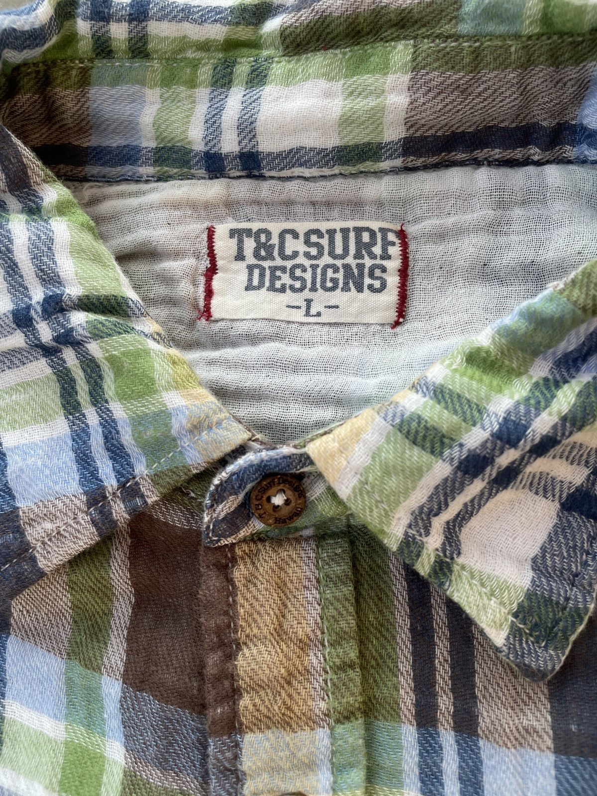 Japanese Brand Vintage Flannel T&C Surf Design Plaid Button Shirt Size US L / EU 52-54 / 3 - 4 Thumbnail
