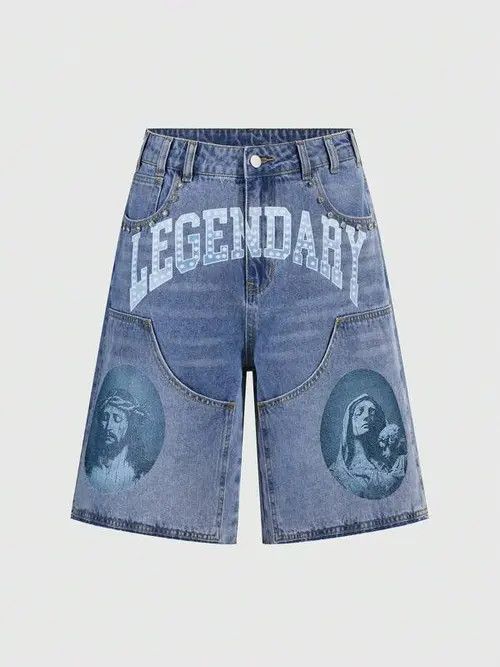 Jean Kimiko x Risa Goth GRAPHIC denim jeans jorts shorts Size US 32 / EU 48 - 1 Thumbnail