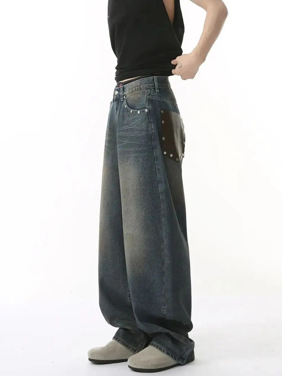 Japanese Brand Retro loose pocket patchwork jeans Size US 32 / EU 48 - 2 Thumbnail