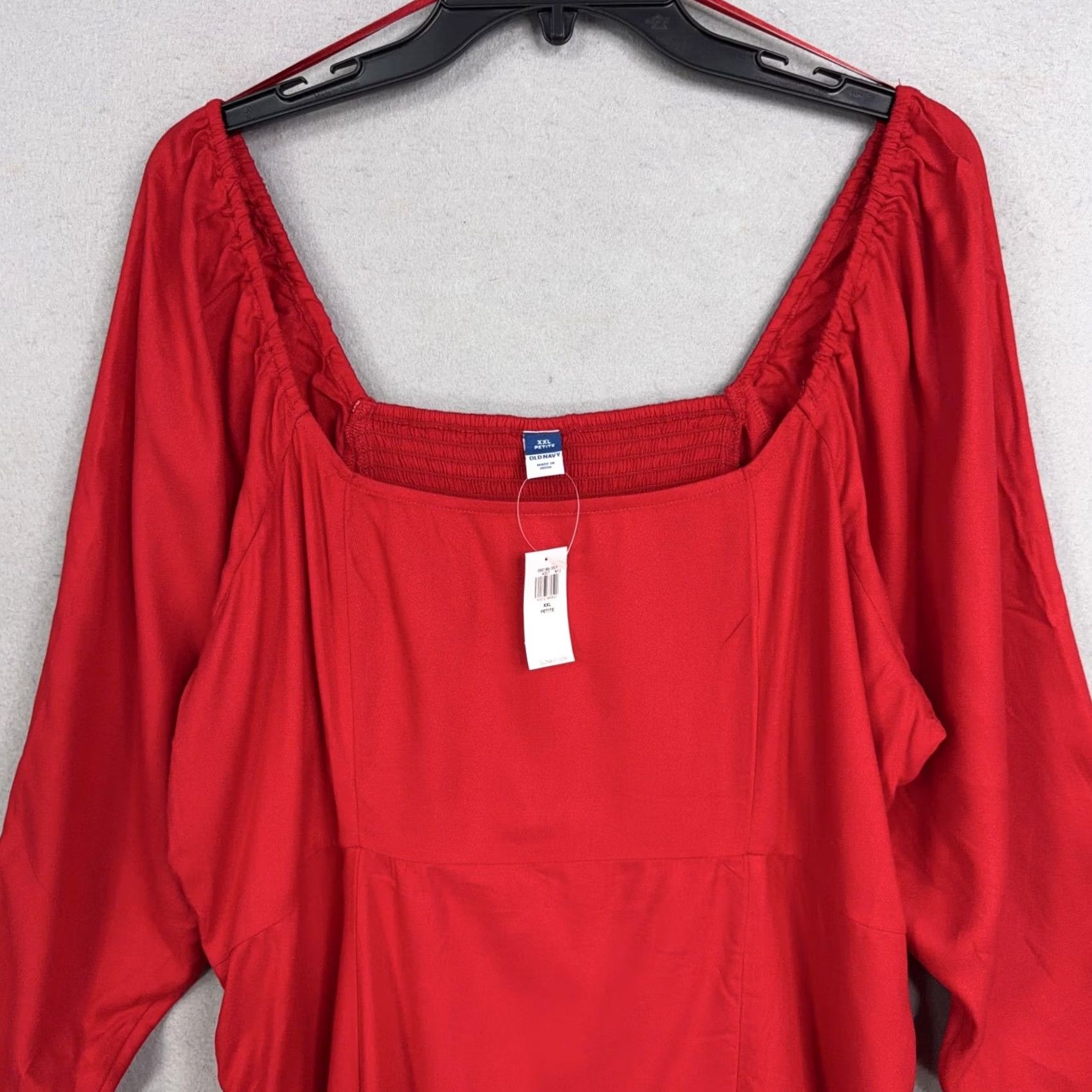 Old Navy Old Navy Dress Womens XXL Petite Red Smocked Square Neck Fit Flare Knee Length Size XXL / US 16-18 / IT 52-54 - 2 Thumbnail