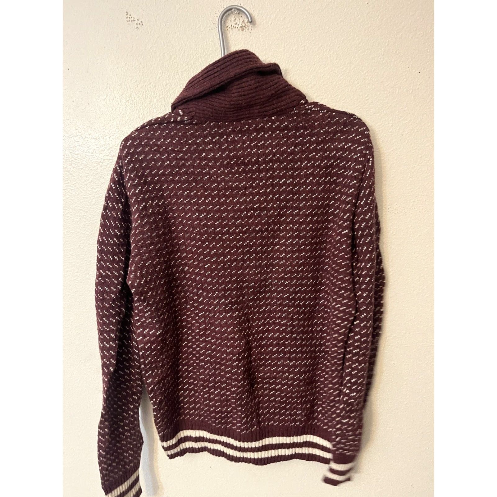 American Eagle Outfitters American Eagle Sweater Mens Medium Pullover Mock Neck Knit Cotton Wool Maroon Size US M / EU 48-50 / 2 - 3 Thumbnail