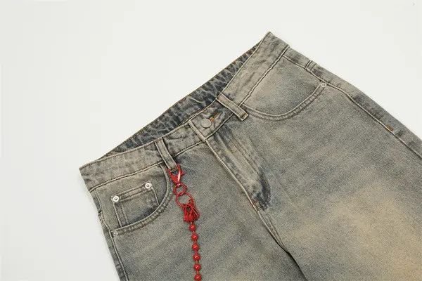 Japanese Brand VIBE Side chain washed distressed loose straight jeans Size US 32 / EU 48 - 4 Thumbnail