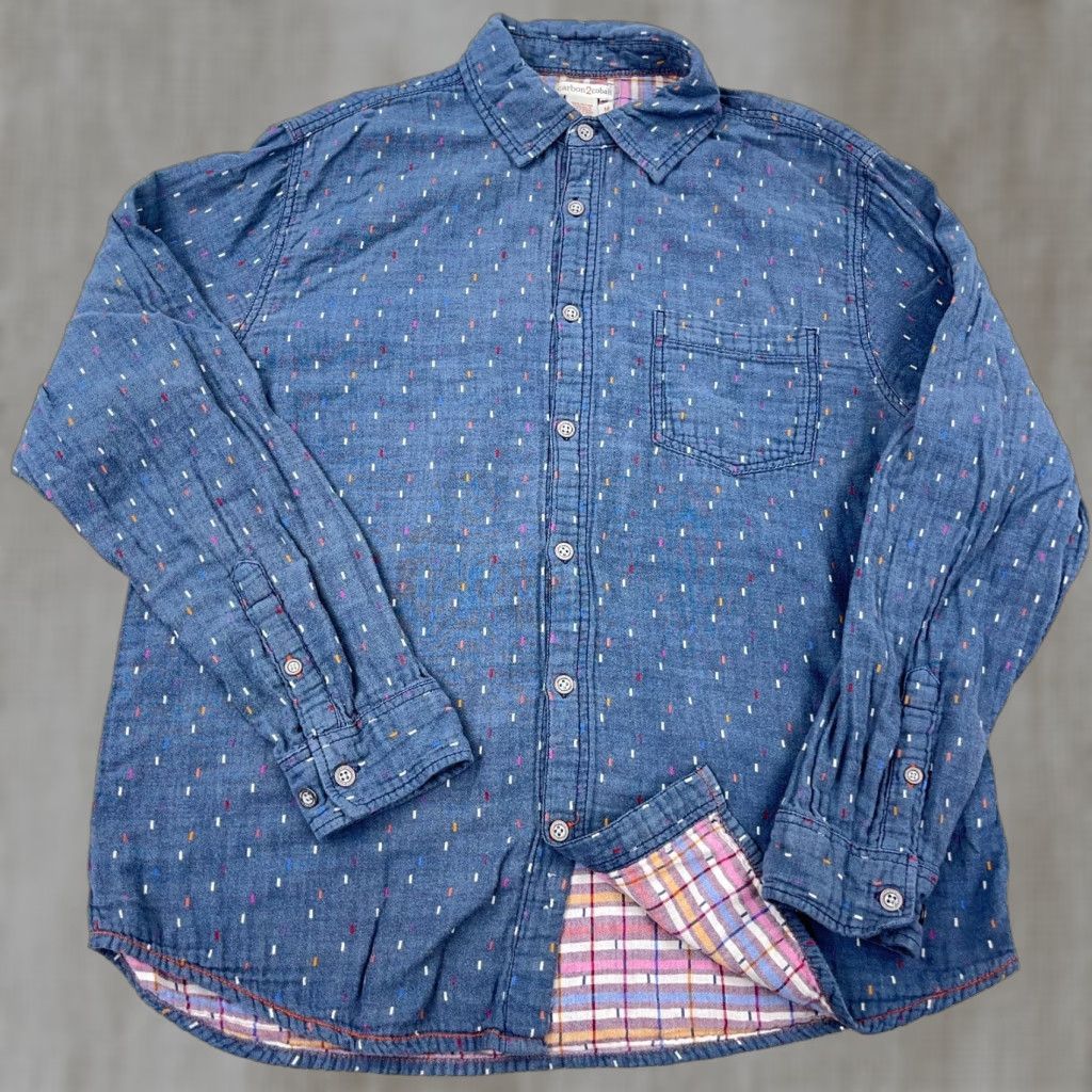 Carbon2Cobalt Carbon 2 Cobalt Shacket Jacket Medium Blue Men Lined Pocket Spotted Camp Mens Size US M / EU 48-50 / 2 - 1 Thumbnail