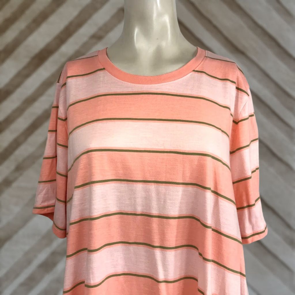 Vintage Lane Bryant Womens Striped Cotton Polyester Short Sleeve Tee Top 18/20 Pink Size XXL / US 16-18 / IT 52-54 - 1 Thumbnail
