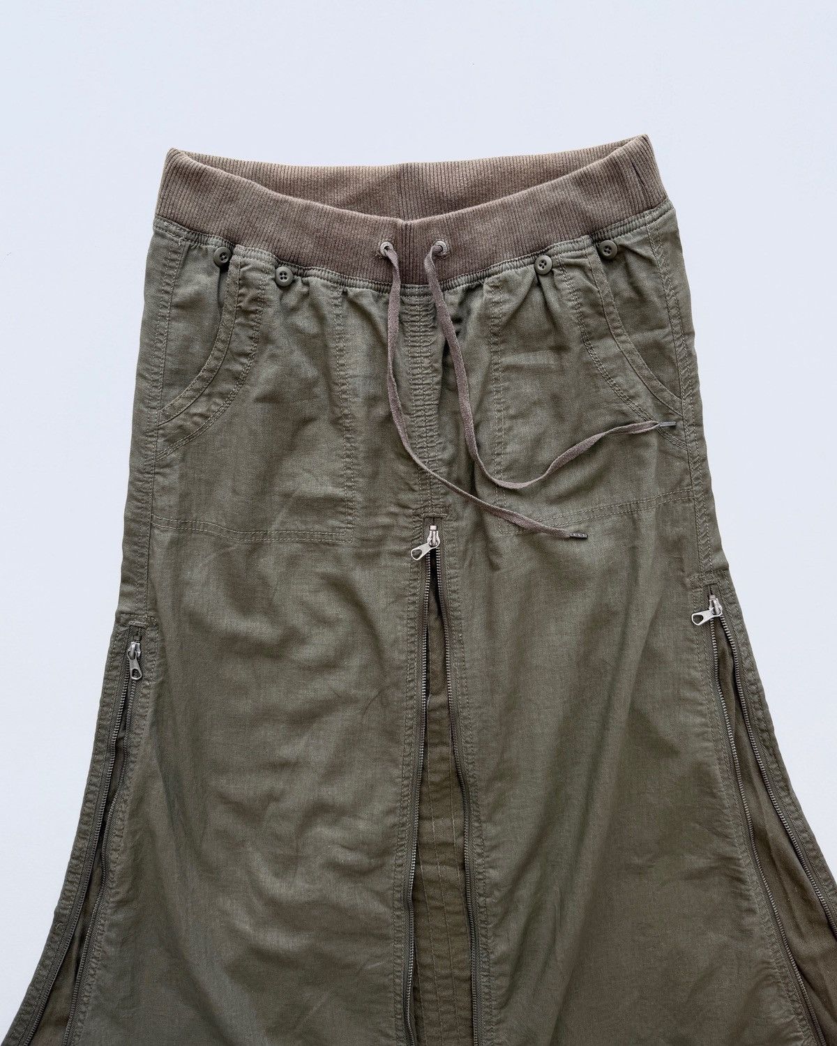 Japanese Brand GOA LINEN MILITARY MULTI-ZIP MAXI SKIRT Size 28" / US 6 / IT 42 - 4 Thumbnail