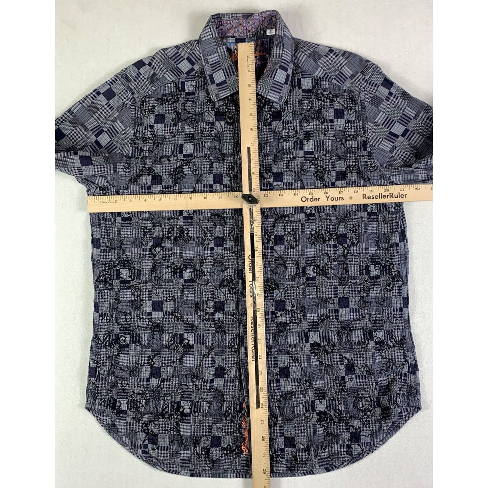 Robert Graham Robert Graham Shirt Men Large Gray Patchwork Button-Up Long Sleeve Cotton Plaid Paisley Flip Cuff Classic Fit Size US L / EU 52-54 / 3 - 5 Thumbnail
