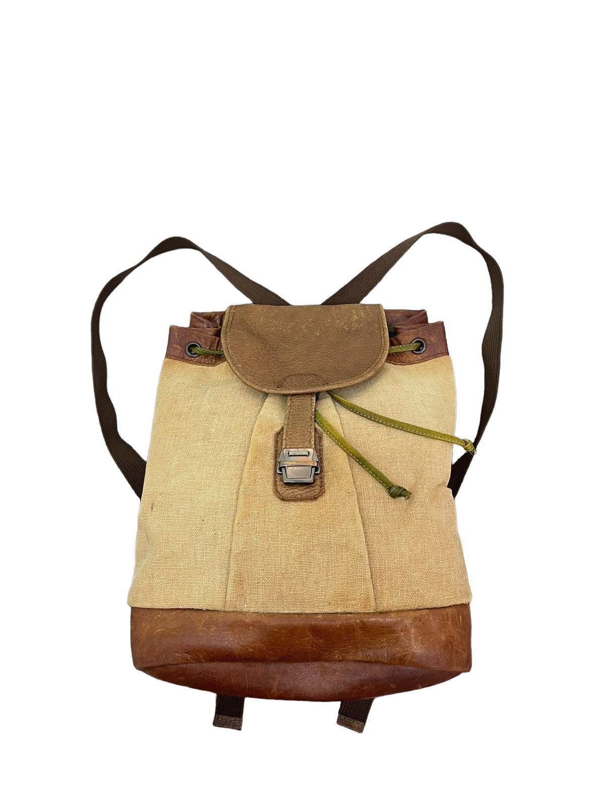 Genuine Leather Leather Linen Backpack Vtg Unknown Japan Bag 2🟩 Size ONE SIZE - 3 Thumbnail