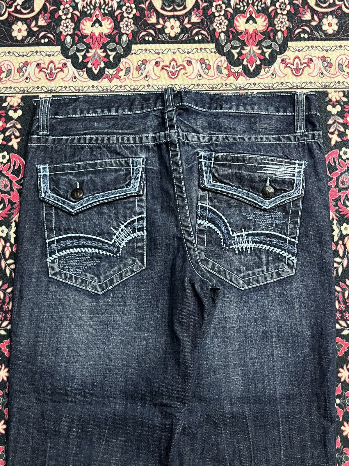 No Faith Studios Vintage Decree Dark Washed Distressed Slim Straight Jeans Size US 36 / EU 52 - 7 Thumbnail