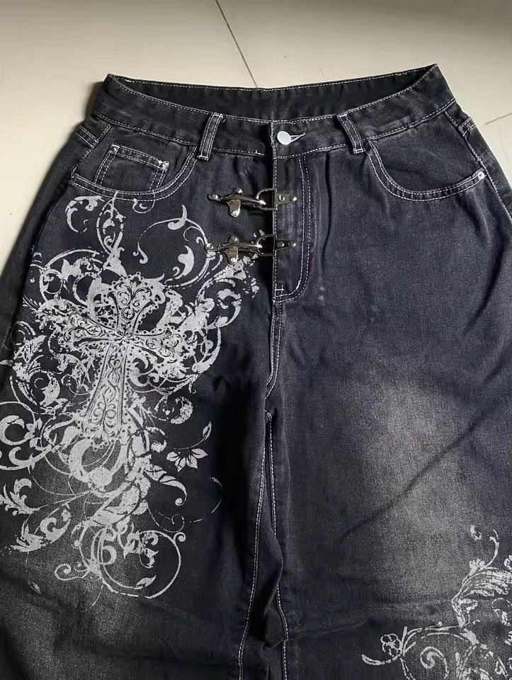 Japanese Brand printing baggy jeans y2K harajuku trend Size US 34 / EU 50 - 3 Thumbnail
