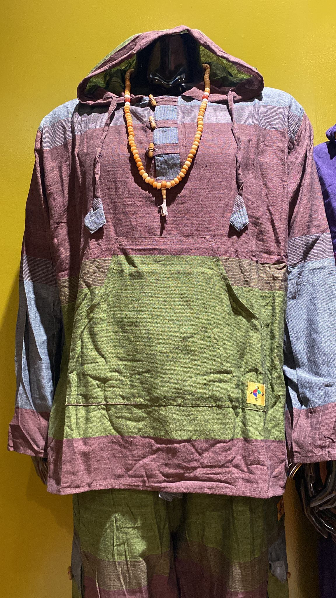 Other Cotton Baja Hoodie With Pocket - Tri Color - Plum - New - M Size US M / EU 48-50 / 2 - 2 Thumbnail