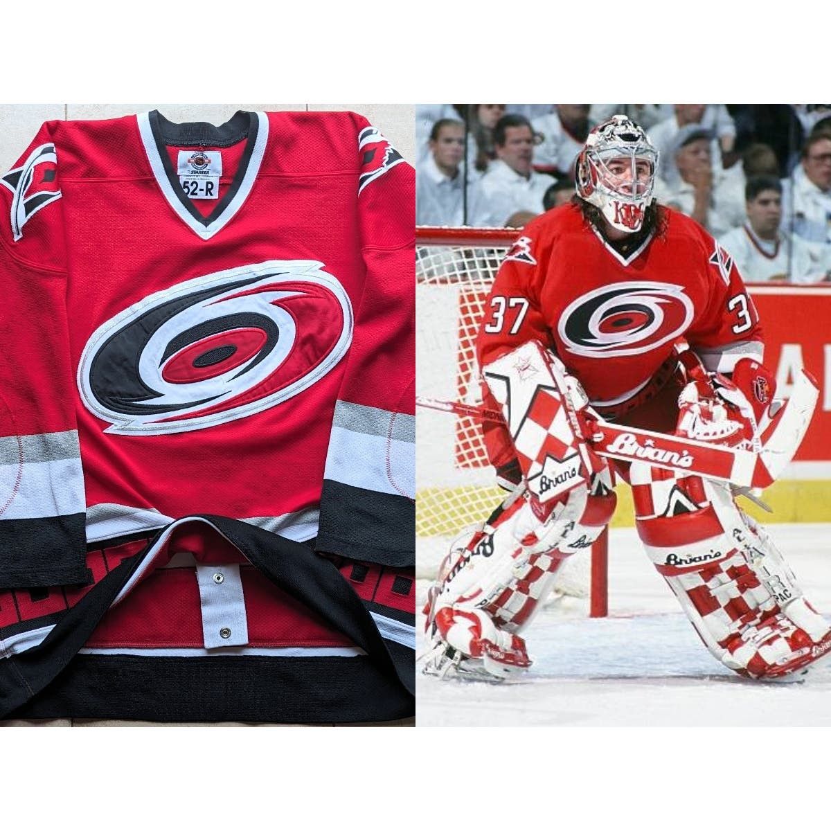 image of Carolina Hurricanes 1997 Starter Jersey Authentic 52 Red Nhl, Men's (Size XL)
