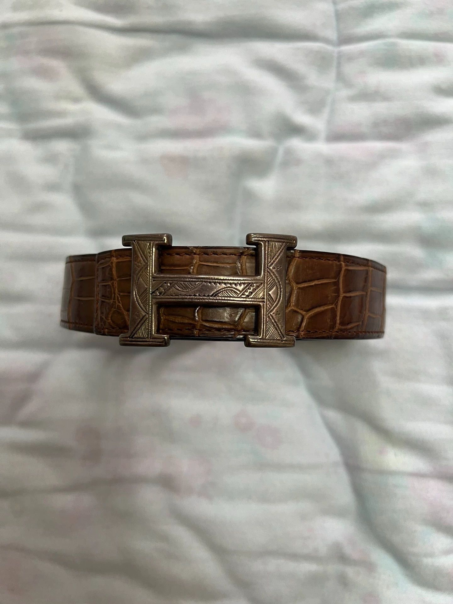 Hermes Hermes Crocodile Belt Gold Brown 95 Limited Size ONE SIZE - 1 Thumbnail