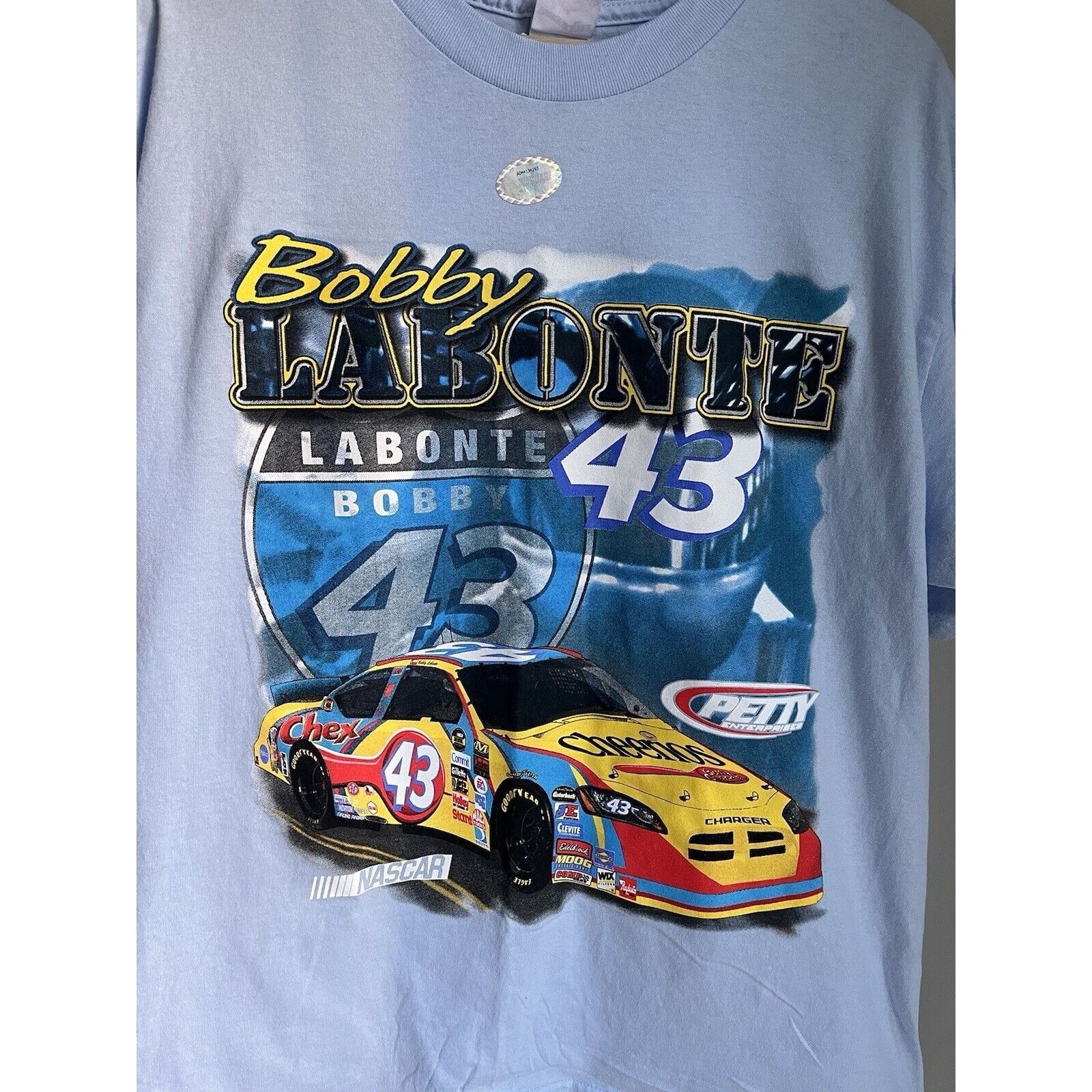 NASCAR NEW VINTAGE NASCAR LABONTE #43 CHEERIOS BLUE T SHIRT SIZE L Size US L / EU 52-54 / 3 - 2 Thumbnail