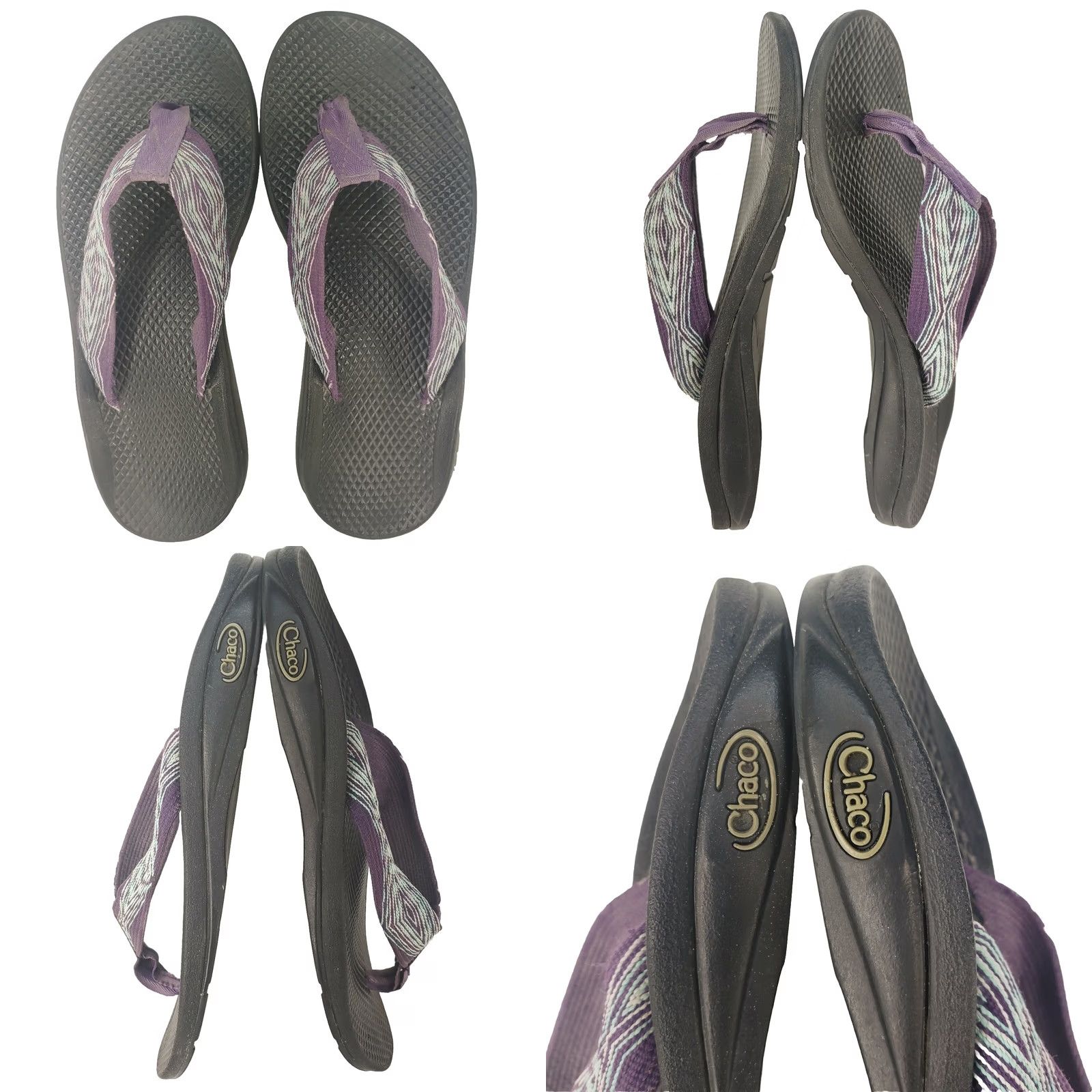 Chaco Chaco Flip Ecotread Sandal Women 6 Purple Teal Geometric Cushy Comfort Summer Shoes Size US 6 / IT 36 - 8 Thumbnail