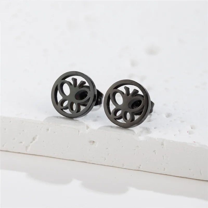 Jewelry Round Butterfly Mini Stud Earrings Charm Earring Gift Size ONE SIZE - 1 Preview