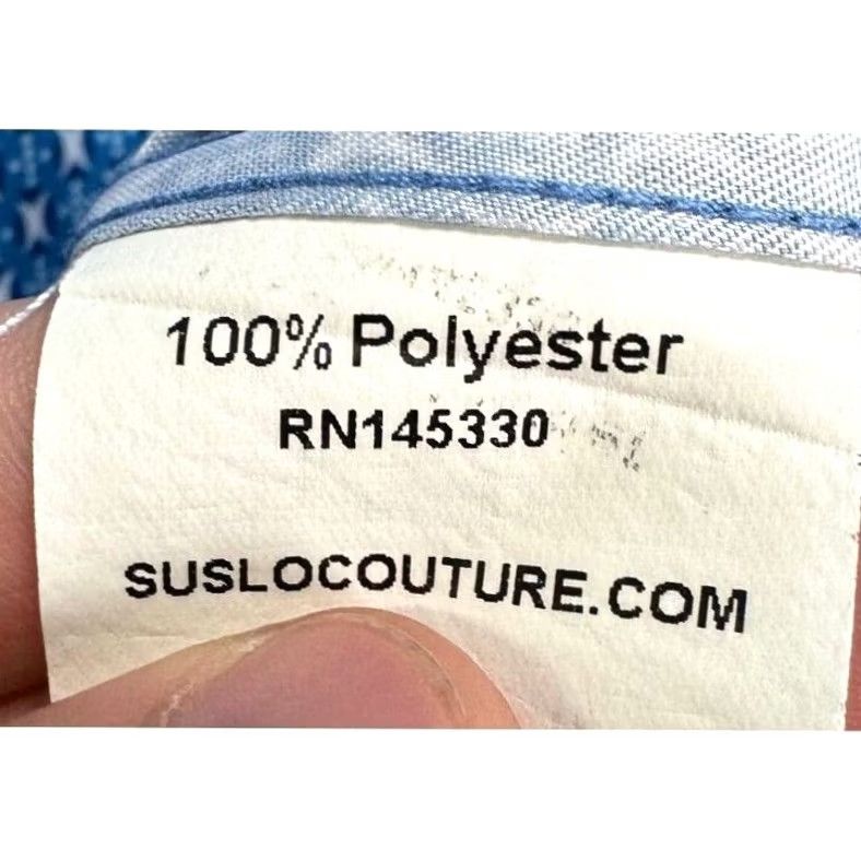 Vintage Suslo Couture Shirt Adult Large Blue Geometric Slim Fit Button Down Outdoor Mens Size US L / EU 52-54 / 3 - 4 Thumbnail