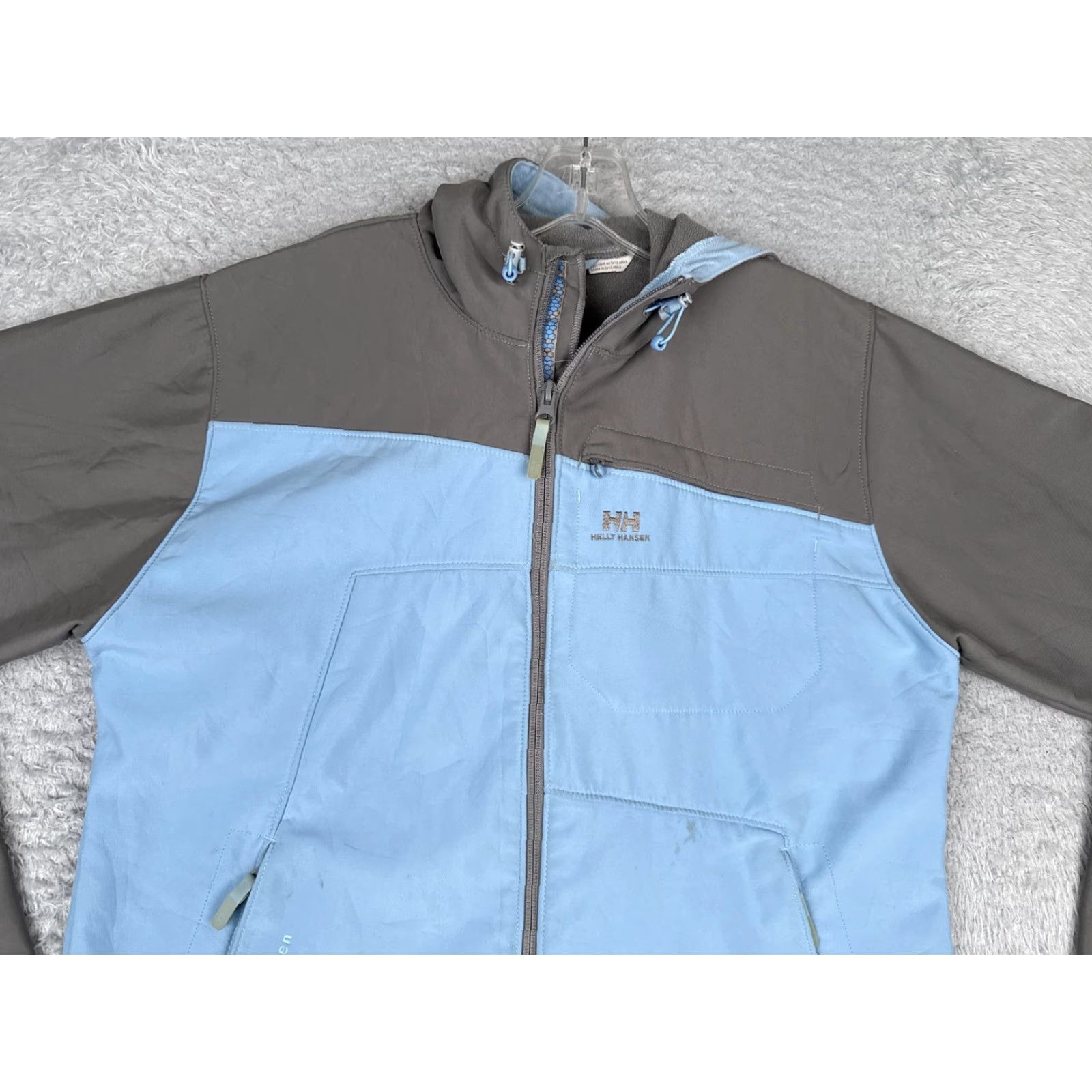 Helly Hansen VINTAGE Helly Hansen Jacket Women XL Blue Brown Hood Softshell Fleece Lined Windbreaker Size XL / US 12-14 / IT 48-50 - 7 Thumbnail