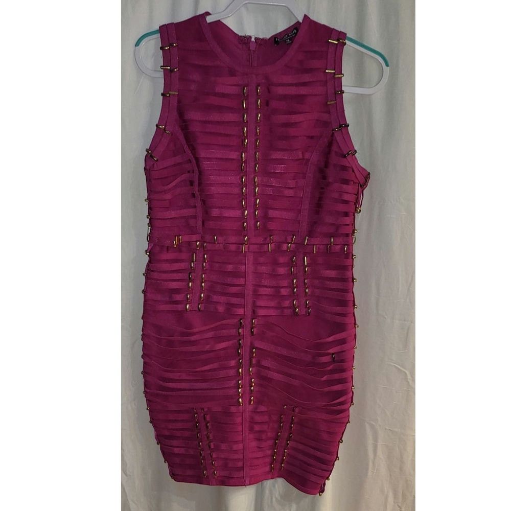 Other Fashion Nova Magenta Bandage Bodycon Studded Dress Size 1X Size XL / US 12-14 / IT 48-50 - 1 Thumbnail