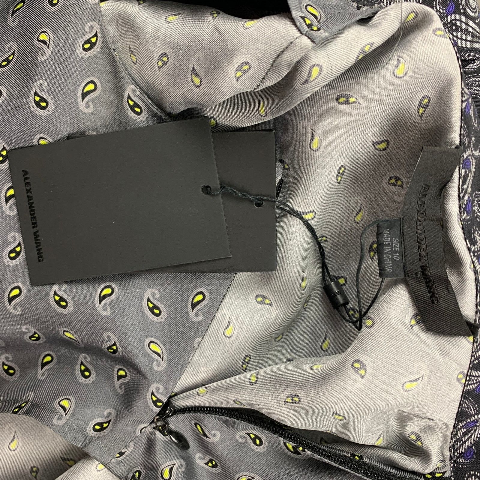 Alexander Wang ALEXANDER WANG 10 Navy & Grey Paisley Silk Layered Shirt Size L / US 10 / IT 46 - 6 Thumbnail