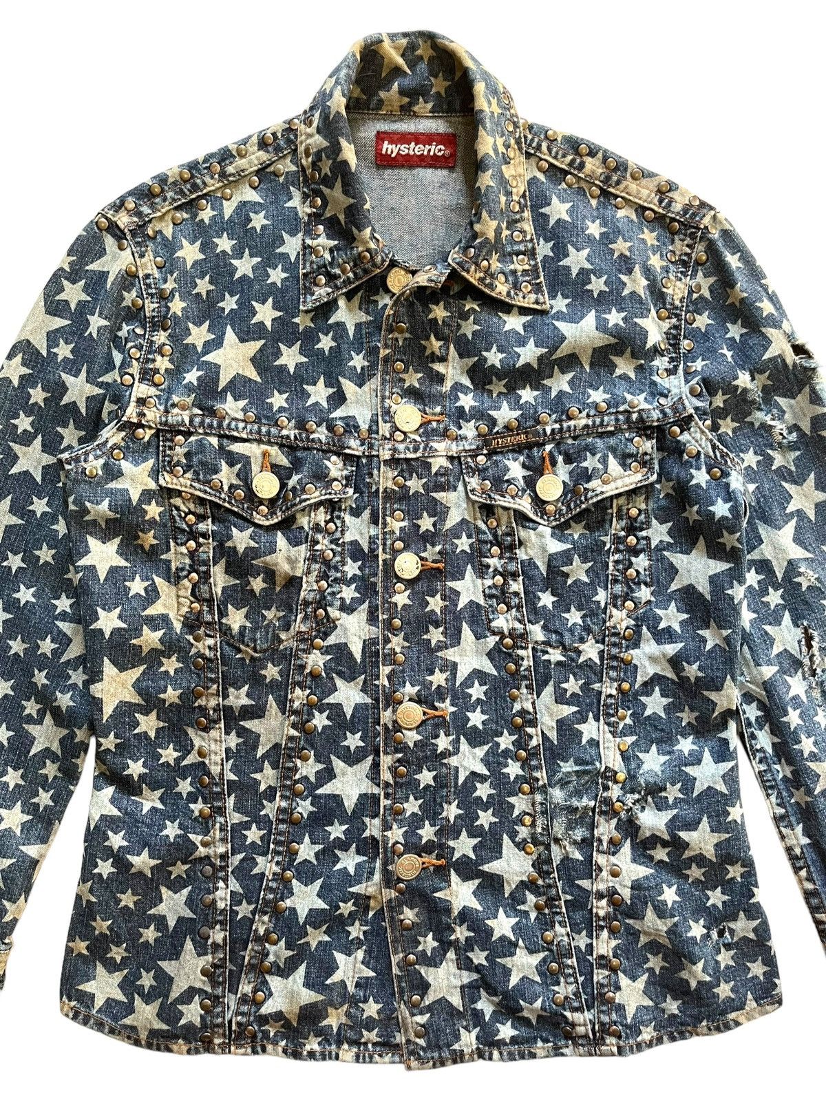Hysteric Glamour × Japanese Brand × Seditionaries Vintage Hysteric Allover Print Stars Studded Denim Shirts Size S / US 4 / IT 40 - 5 Thumbnail