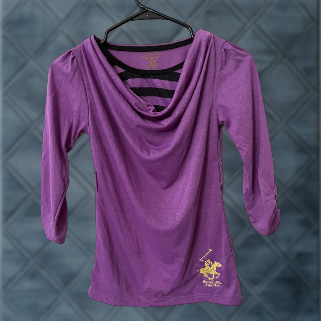 Beverly Hills Polo Club Beverly Hills Polo Club Shirt Medium Purple Long Sleeve Embroidered Adult Women Size M / US 6-8 / IT 42-44 - 1 Thumbnail