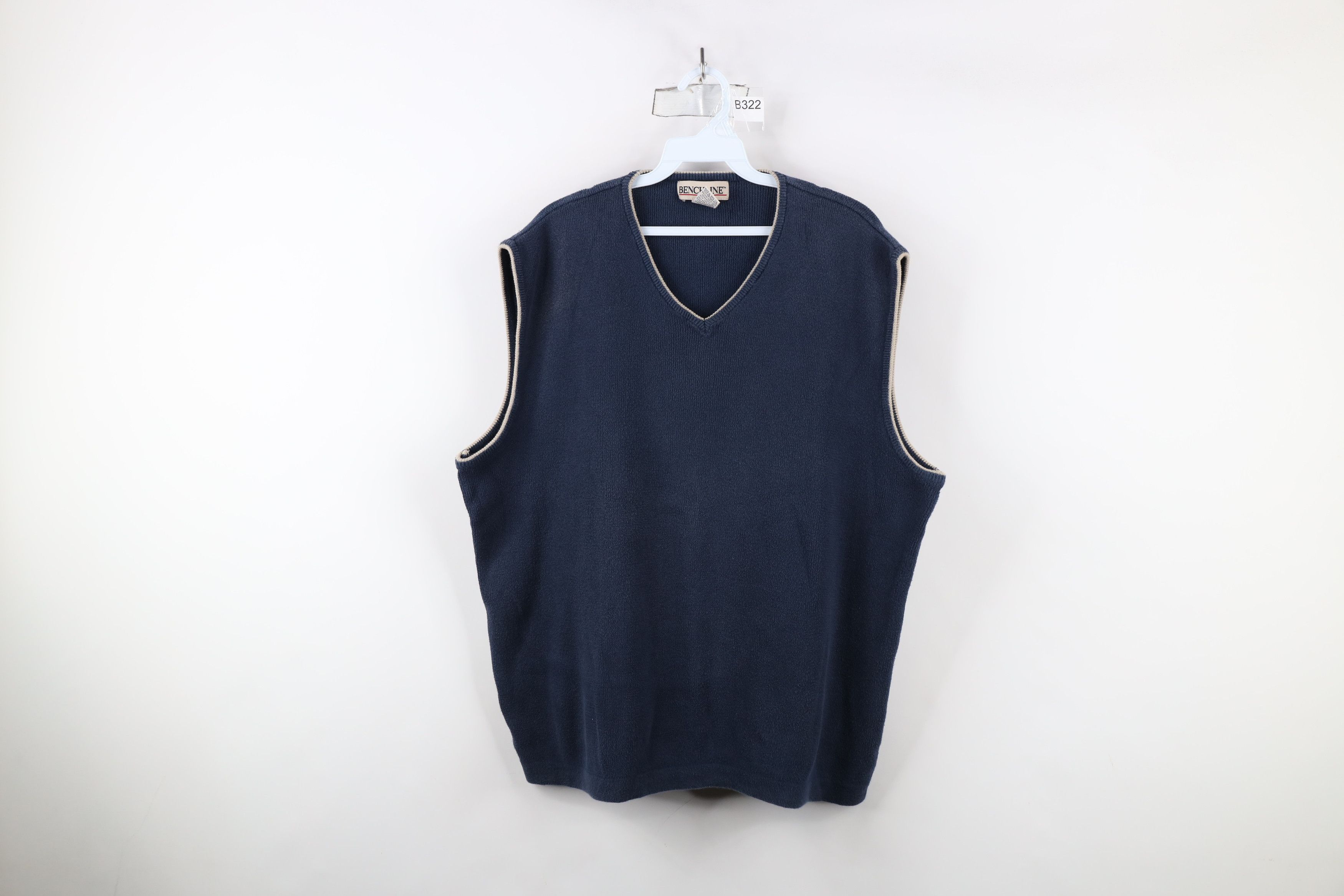 Vintage Vintage 90s Streetwear Cotton Ribbed Knit Sweater Vest Blue Size US XL / EU 56 / 4 - 1 Thumbnail