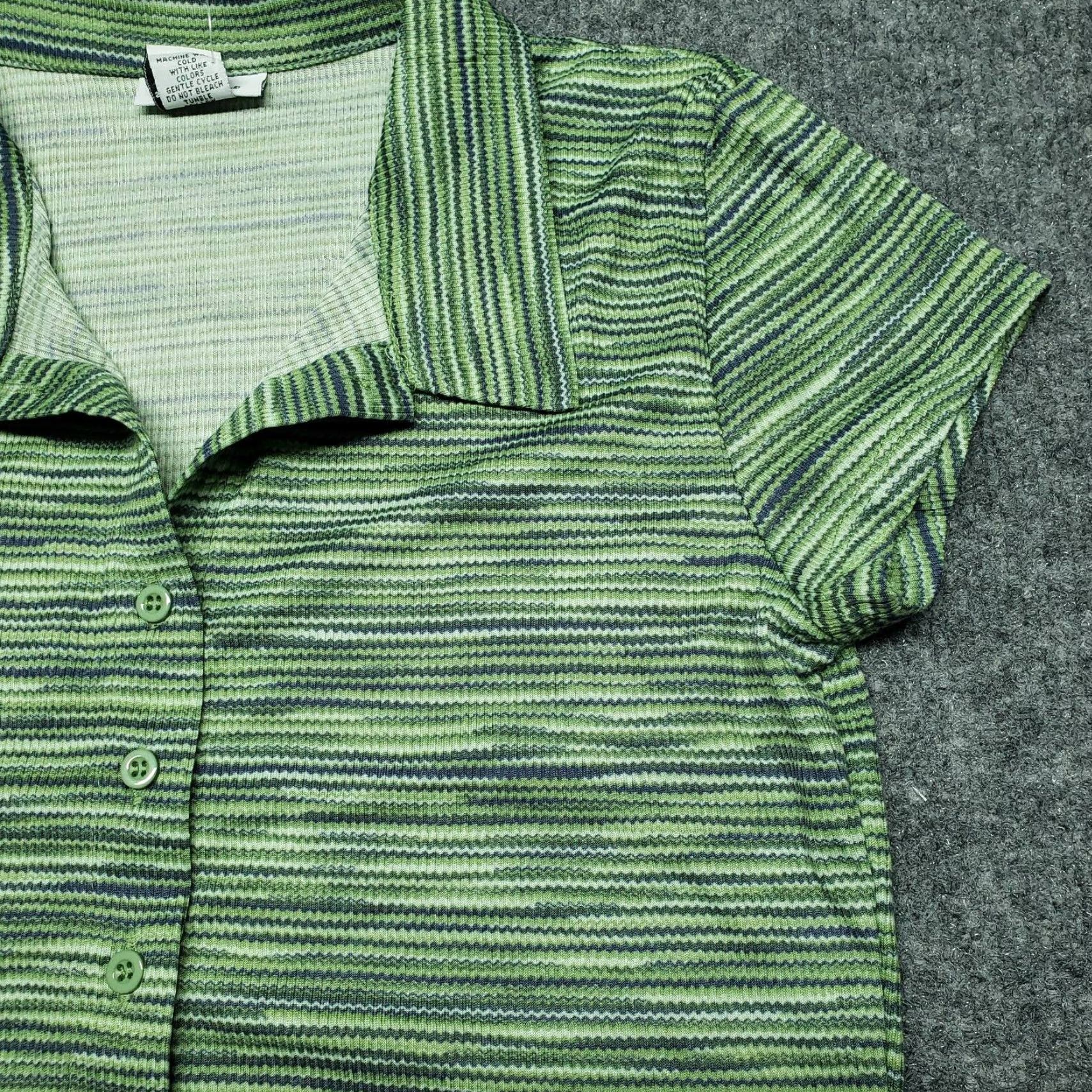 Vintage Rue21 Shirt Top Womens S Green Space Dye Stretch Button Up Collared New Size S / US 4 / IT 40 - 5 Thumbnail