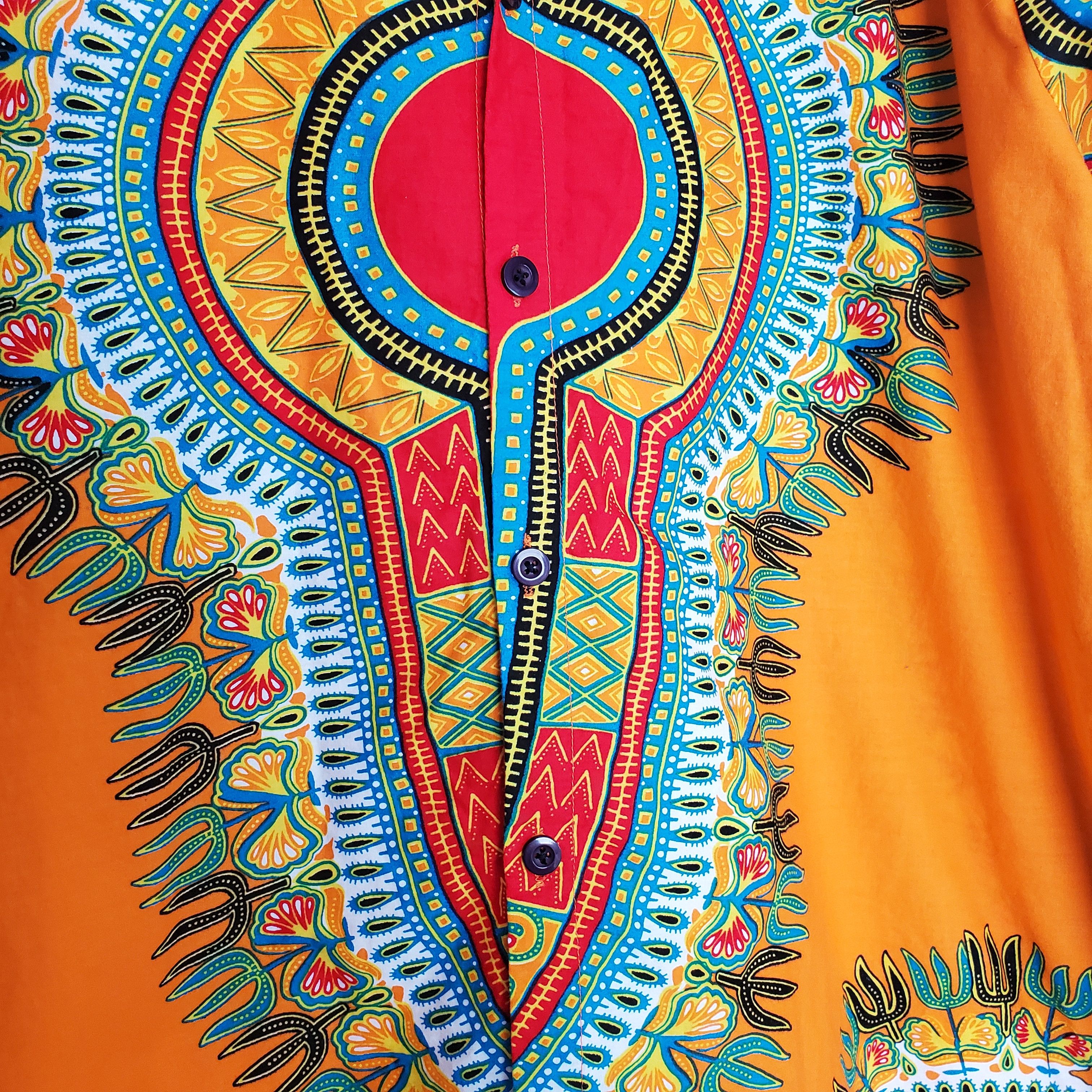 Other Ashro Men's Orange Ethnic Dashiki Button Up Shirt SZ-L Size US L / EU 52-54 / 3 - 3 Thumbnail
