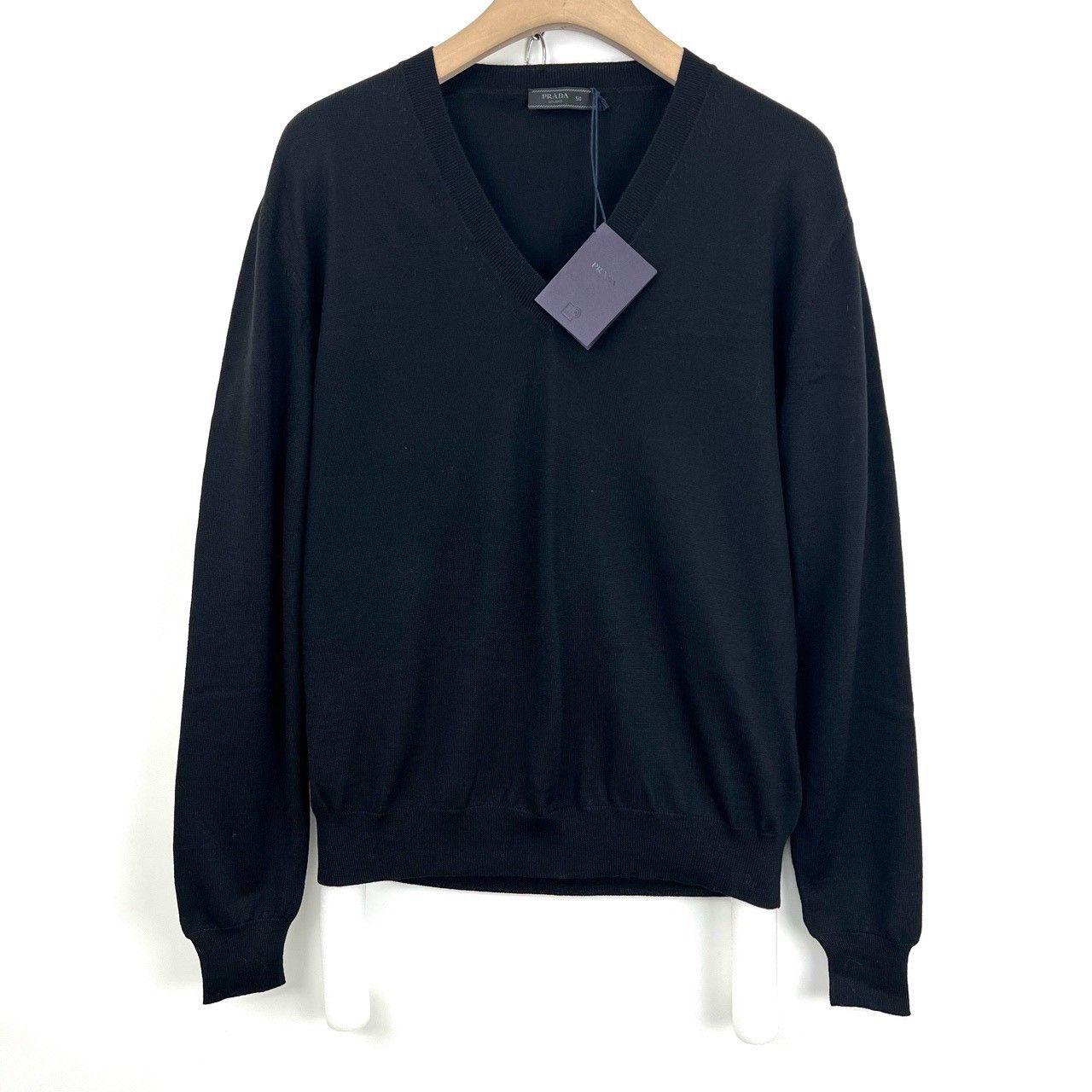 Prada Prada Black V-Neck Knit Sweater Size US M / EU 48-50 / 2 - 1 Thumbnail
