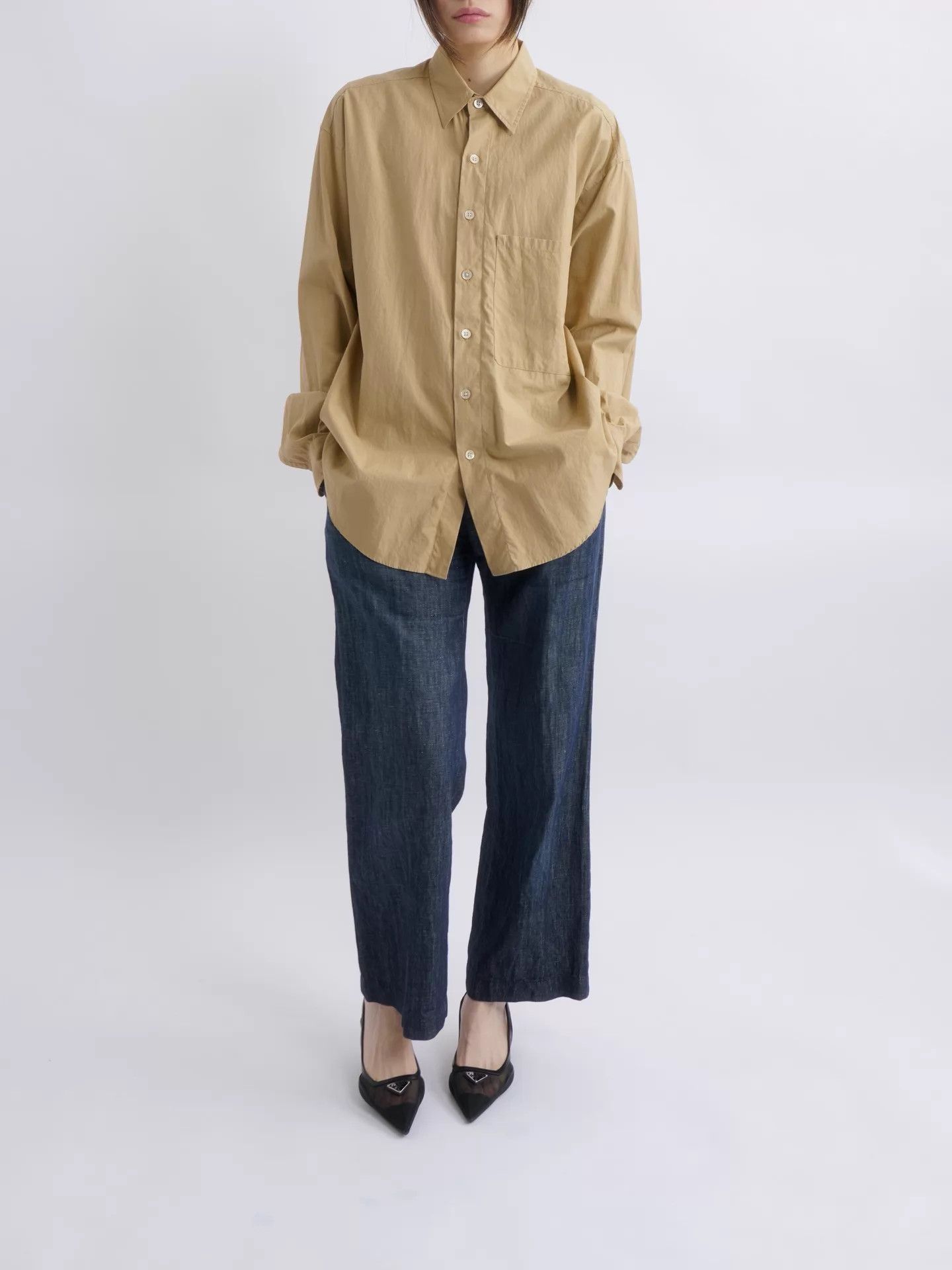 Auralee AURALEE Khaki Oversized Drop-shoulder Shirt Size 3 Size US L / EU 52-54 / 3 - 1 Thumbnail
