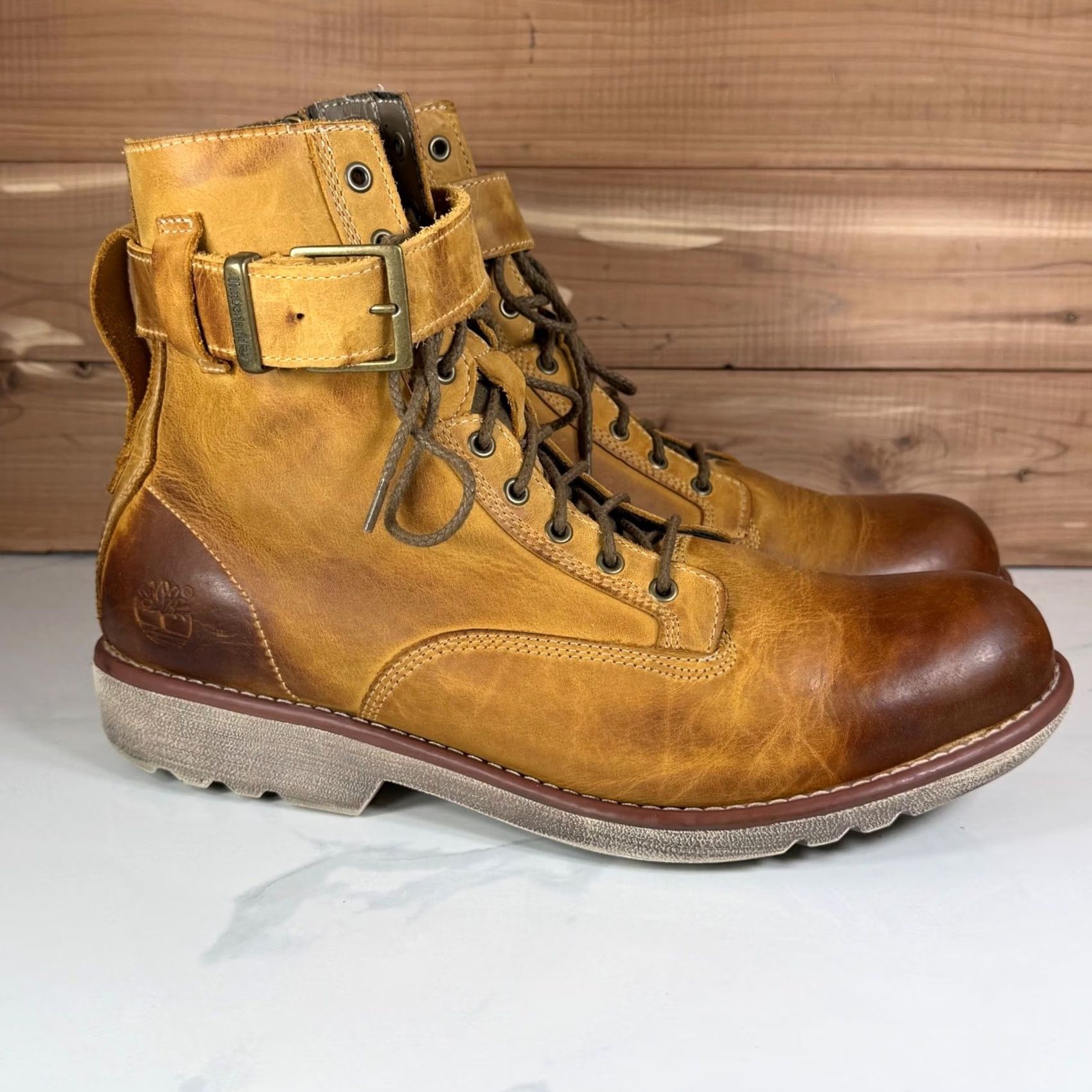 Timberland TIMBERLAND Earthkeepers Side Zip Boots Brown Leather 13 Mens Buckle Zipper Leather Upper Ankle Boot Size US 13 / EU 46 - 7 Thumbnail