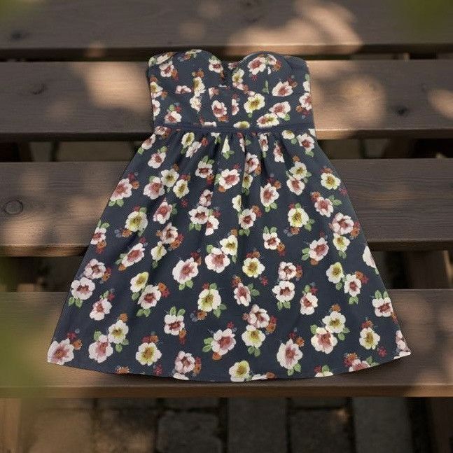 American Eagle Outfitters AE American Eagle Strapless Floral Print Mini Dress Size L / US 10 / IT 46 - 1 Thumbnail