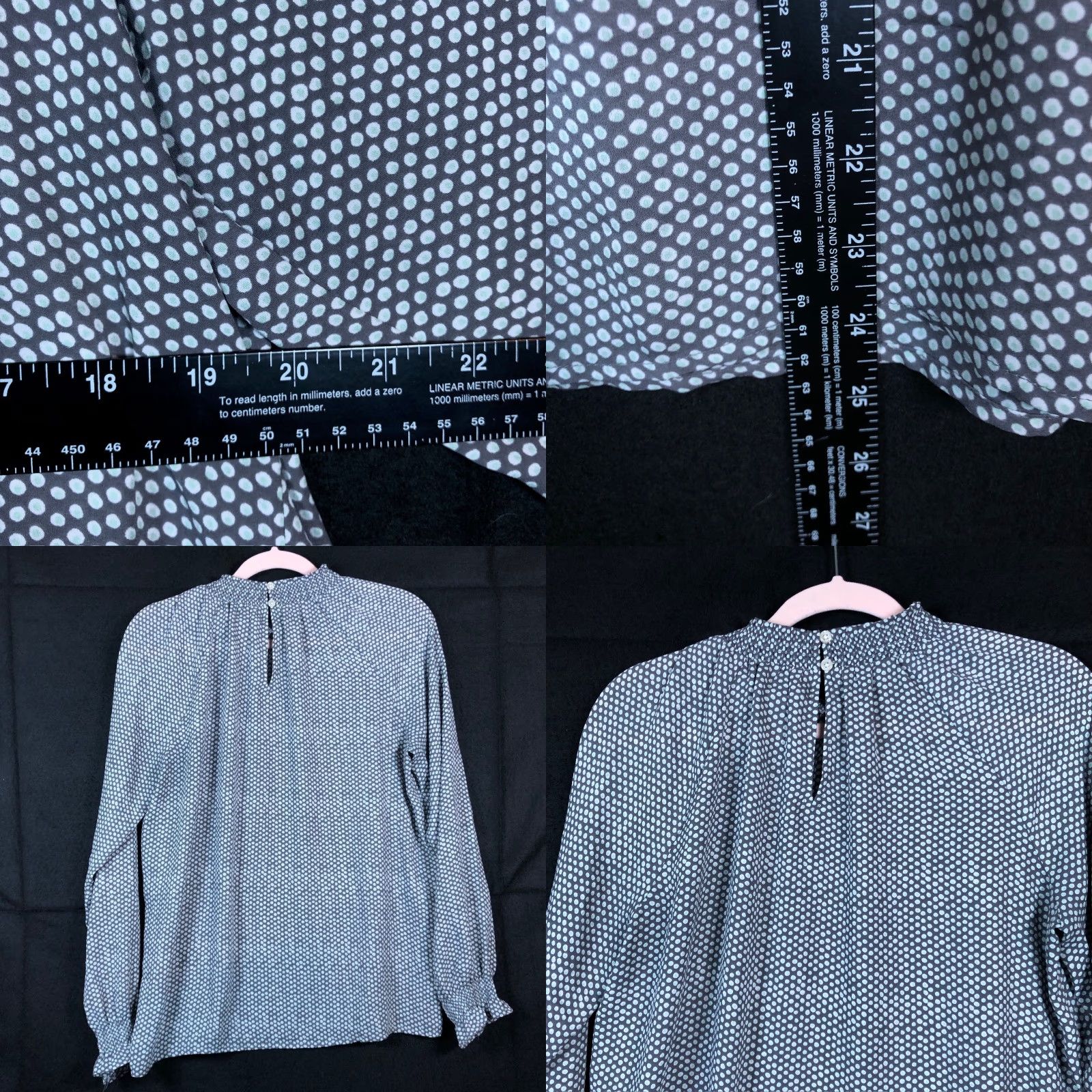 Loft VINTAGE LOFT Outlet Womens Blouse Gray Multi Polka Dot Mock Neck Long Sleeve Small Size S / US 4 / IT 40 - 8 Thumbnail