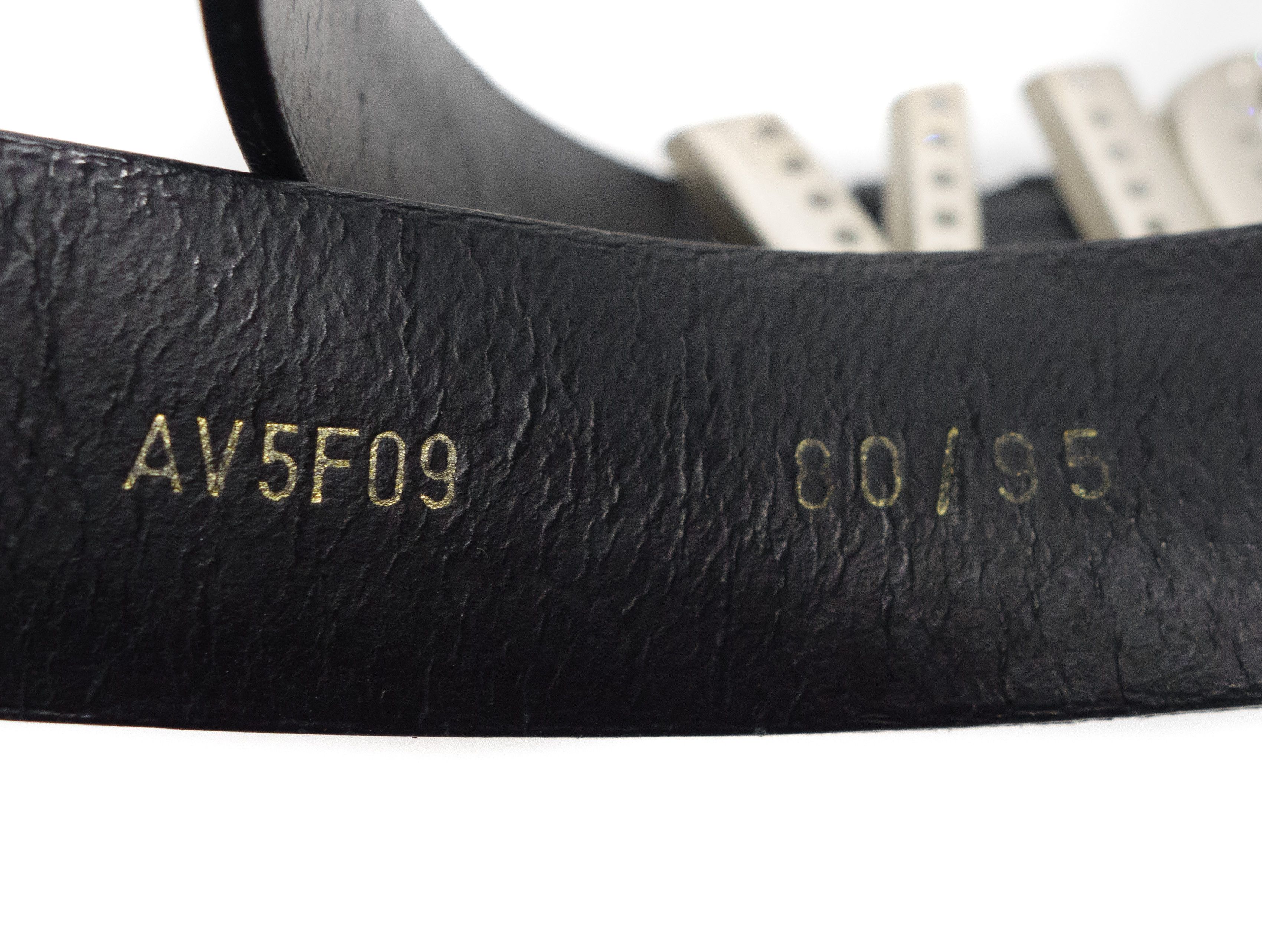 Versace Jeans Couture Y2K VJC Rhinestone Logo Silver Buckle Leather Belt 00s Size ONE SIZE - 8 Thumbnail