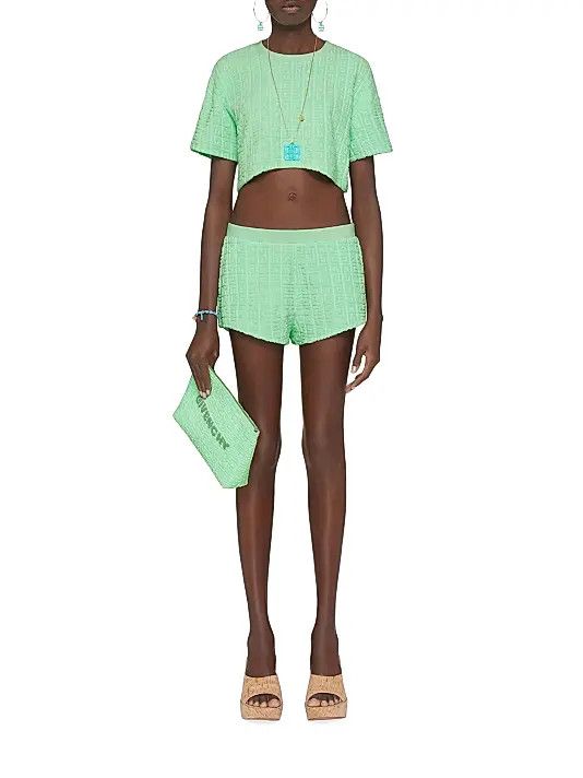 Givenchy o1srvl11e0725 Plage Mini Shorts in 4G Cotton in Green Size 24" / US 00 / IT 34 - 3 Thumbnail