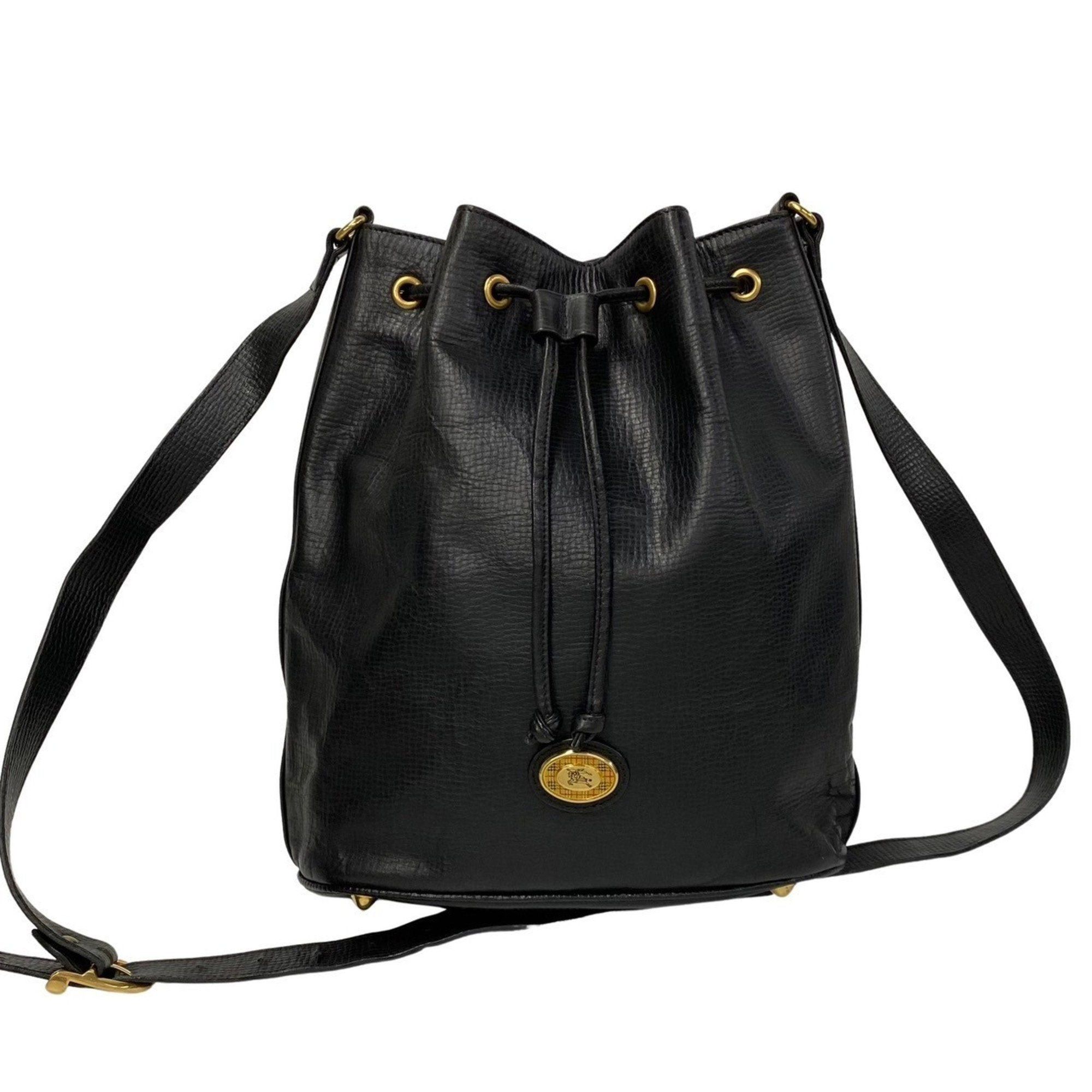 image of Burberrys Nova Check Hardware Leather Shoulder Bag Sacoche Black 21185, Women's