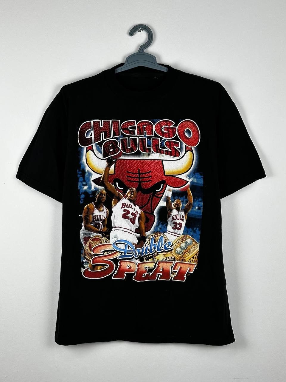 NBA 1998 Vintage Chicago Bulls Double 3 Peat T-Shirt Size US XL / EU 56 / 4 - 2 Thumbnail