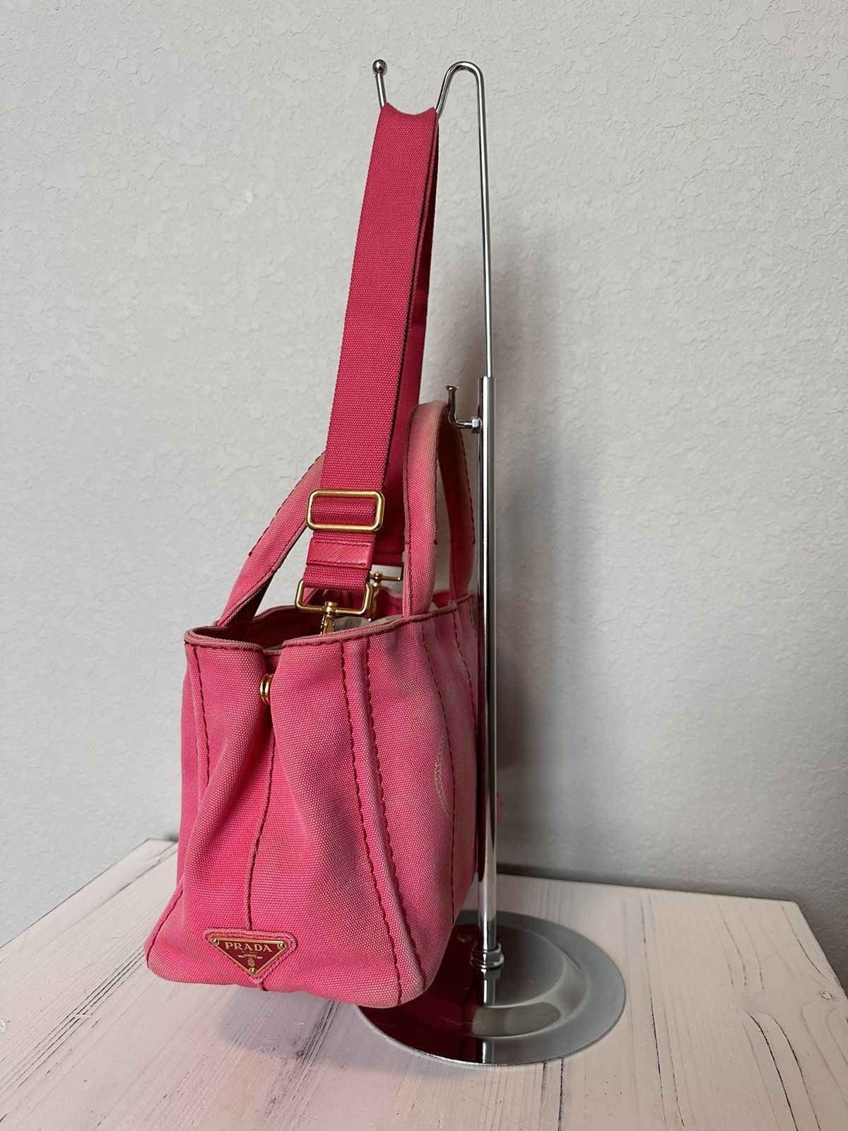 Prada Pink Prada Canapa Tote With Strap Size ONE SIZE - 9 Thumbnail