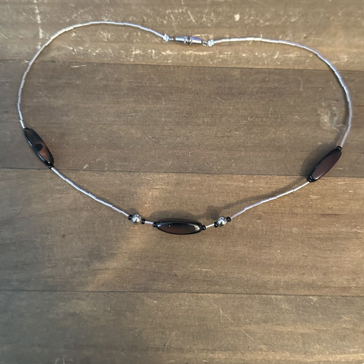 Vintage Vintage liquid silver station agate bead necklace Size ONE SIZE - 6 Thumbnail