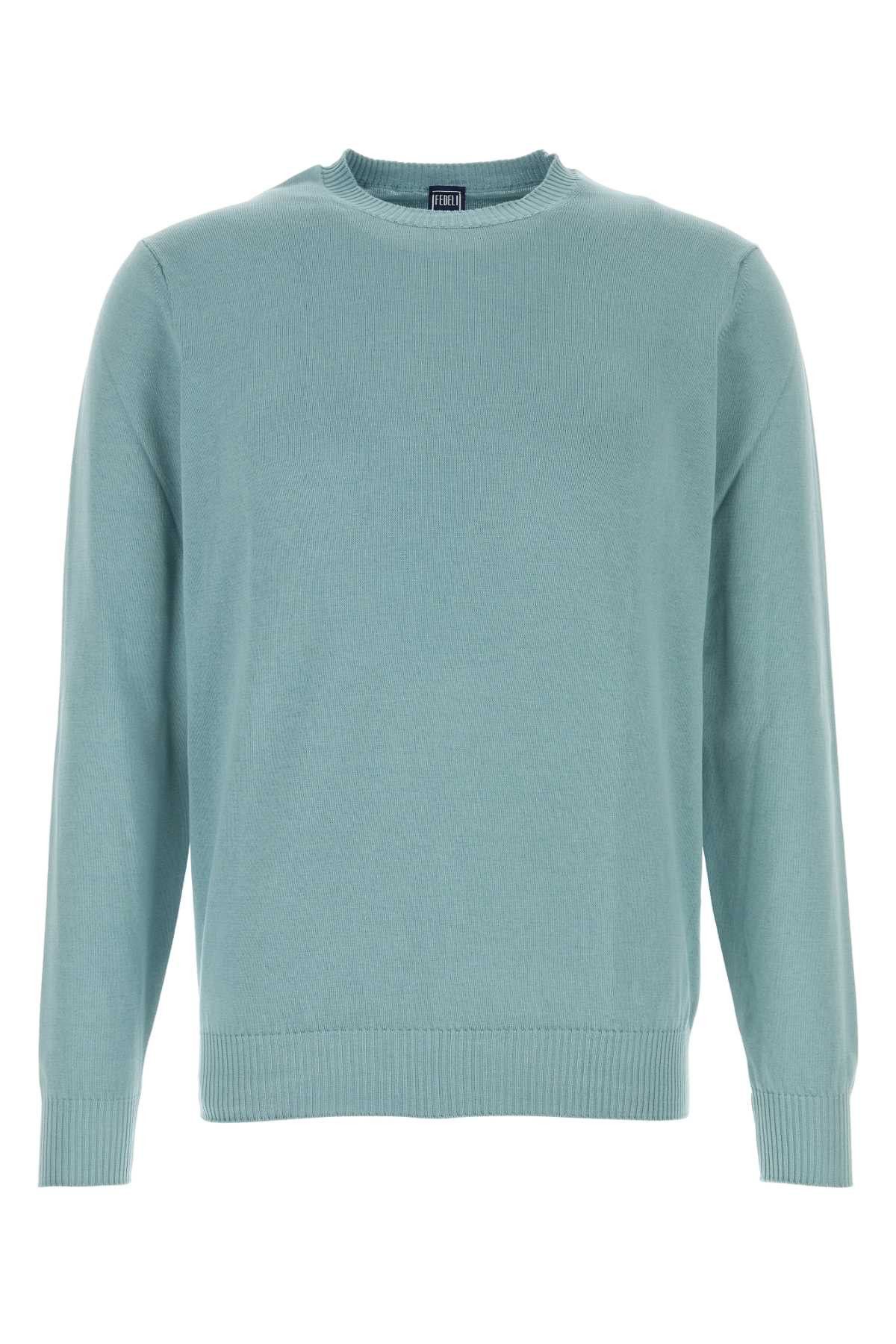 Fedeli Light-Blue Cotton Sweater Size US XXL / EU 58 / 5 - 1 Thumbnail