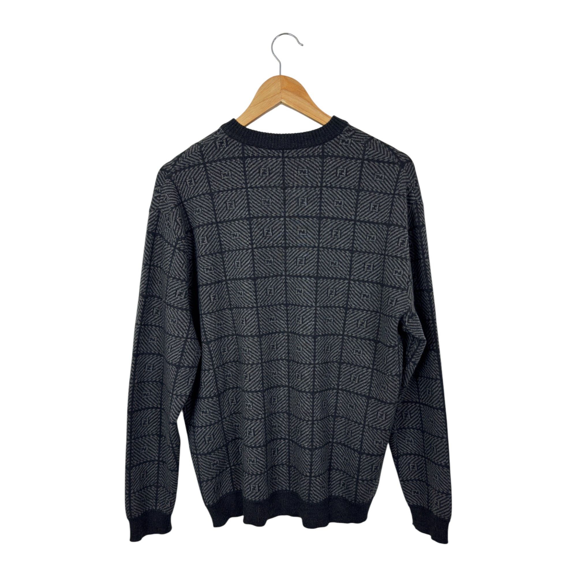 Fendi FF Monogram Merino Wool Pullover Luxury Designer Sweater Size US L / EU 52-54 / 3 - 2 Thumbnail