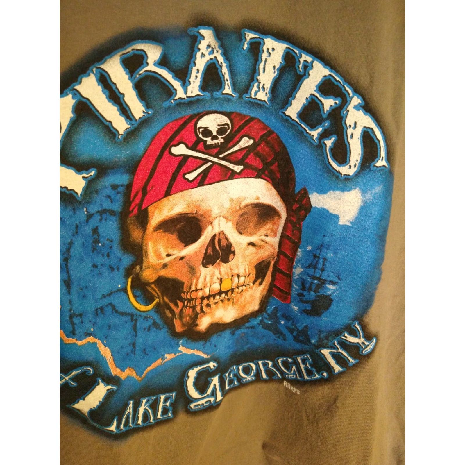 George VINTAGE Pirates Lake George New York Riley's Clearwater Made In USA L T-Shirt Men Brown 100% Cotton USA Graphic Print Size US L / EU 52-54 / 3 - 3 Thumbnail